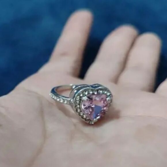 Pink Diamond Trendy heart promise ring sz 7 - Picture 16 of 16